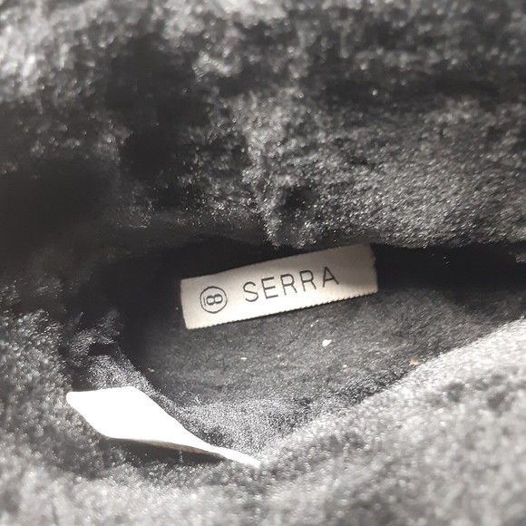 Serra size 8 black & leopard print faux fur lined leather slip on ankle booties - Picture 3 of 8